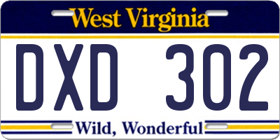 WV license plate DXD302