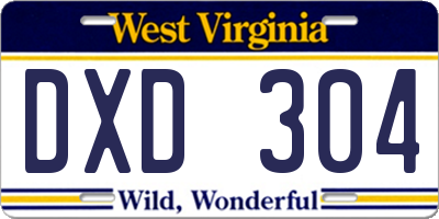 WV license plate DXD304