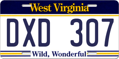 WV license plate DXD307