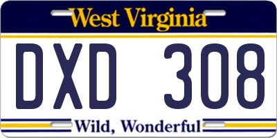 WV license plate DXD308
