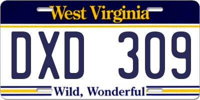WV license plate DXD309