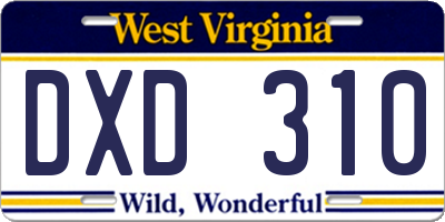 WV license plate DXD310