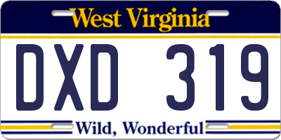 WV license plate DXD319