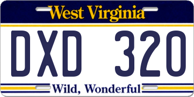 WV license plate DXD320