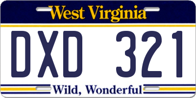 WV license plate DXD321