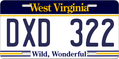 WV license plate DXD322