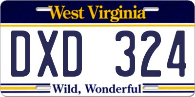 WV license plate DXD324