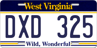 WV license plate DXD325