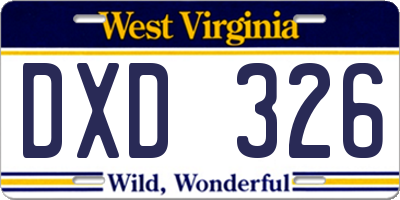WV license plate DXD326