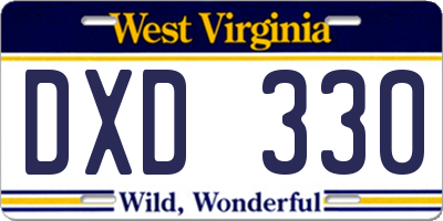 WV license plate DXD330