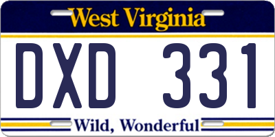 WV license plate DXD331