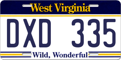 WV license plate DXD335