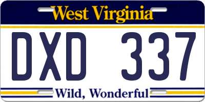 WV license plate DXD337