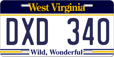 WV license plate DXD340
