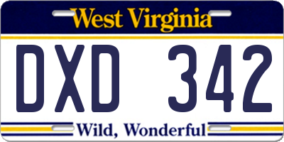 WV license plate DXD342