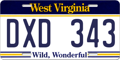 WV license plate DXD343