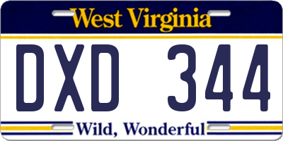 WV license plate DXD344