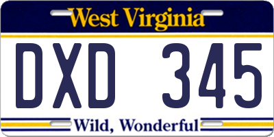 WV license plate DXD345