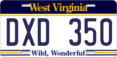 WV license plate DXD350