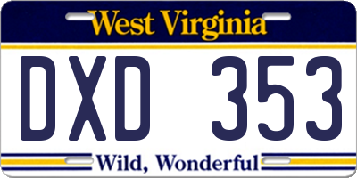 WV license plate DXD353