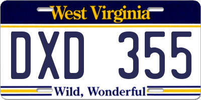 WV license plate DXD355