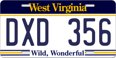 WV license plate DXD356