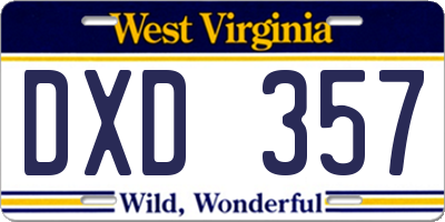 WV license plate DXD357