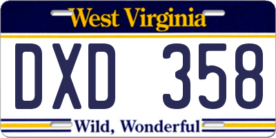 WV license plate DXD358