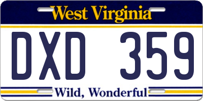 WV license plate DXD359