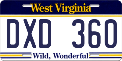 WV license plate DXD360
