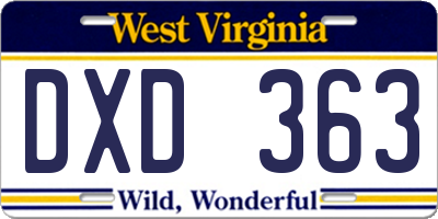 WV license plate DXD363