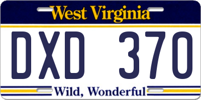 WV license plate DXD370