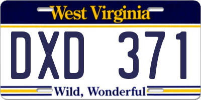 WV license plate DXD371