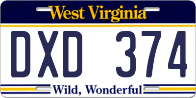 WV license plate DXD374