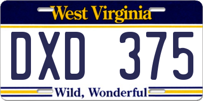WV license plate DXD375