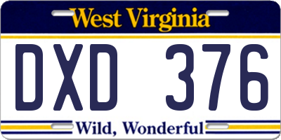 WV license plate DXD376