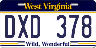 WV license plate DXD378