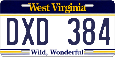 WV license plate DXD384