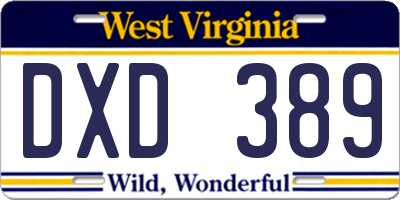 WV license plate DXD389