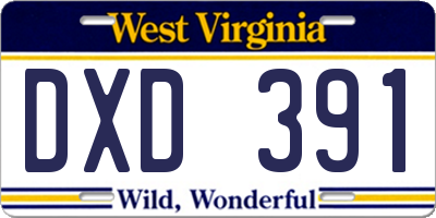 WV license plate DXD391