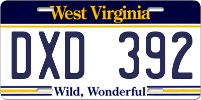 WV license plate DXD392