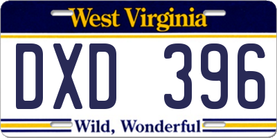 WV license plate DXD396