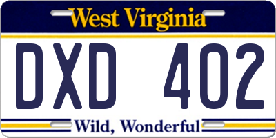 WV license plate DXD402