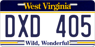 WV license plate DXD405