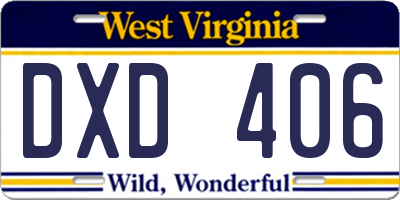 WV license plate DXD406