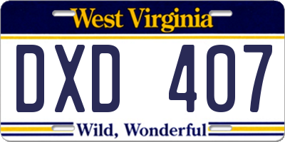 WV license plate DXD407