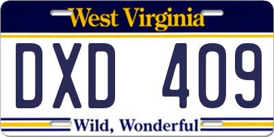 WV license plate DXD409
