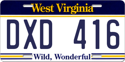 WV license plate DXD416