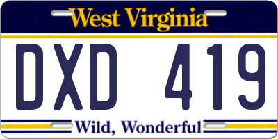 WV license plate DXD419