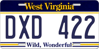 WV license plate DXD422